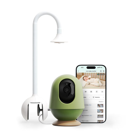 WiFi Smart Baby Monitor with Baby Monitor Crib Mount, Auto Tracking, Cry & Sleep Detection with AI, 3k Ultra Hd Camera, Moments Capture, Works with iOS & Android Smart Phone App